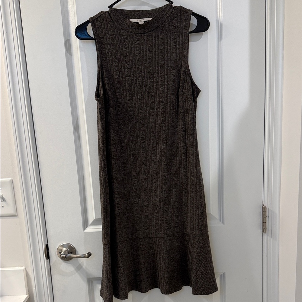 Final price LOFT Mini Flounce Sleeveless Dress Charcoal